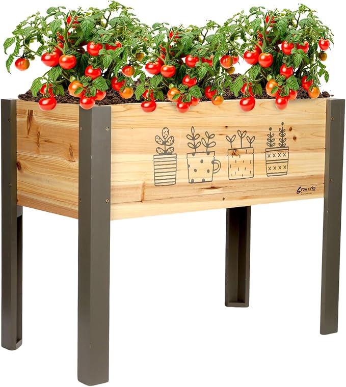 Raised Garden Bed for Kids - 30”L*16”W*24”H Elevated Wooden Planter Box Stand, Backyard, Patio, Balcony w/Bed Liner, 170lb Capacity (Green)