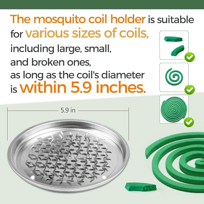 20 Pack Mosquito Repellent Coils, Natural Citronella Incense for Patio & Outdoor - 7 Hour Long Lasting Bug Repellent for Yard, Camping & Deck - Plant Based Insect Control with 1 Holder 2 Stands