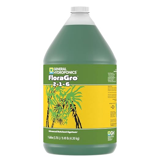 General Hydroponics FloraGro 2-1-6 Plant Food, Part of FloraSeries Advanced Nutrient System for Plants, 1 Gallon