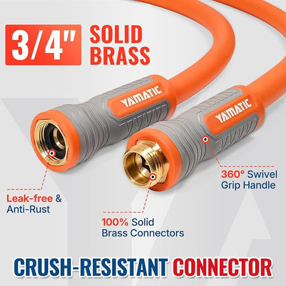 YAMATIC Flexible Short Garden Hose 5/8in x 20ft, Lightweight, Burst 600 PSI | 20 Foot Leader Hose for Hose Reel, Male to Female Small Water Hose Extension with 3/4" Brass Fittings, 360° Swivel Handle