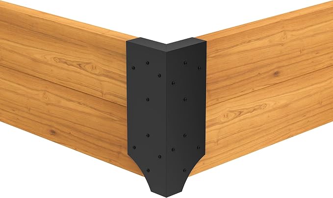 Raised Garden Bed Corner Brackets With Securing Lip | Fits Lumber up to 2 Inch x 12 Inch in Size | Set of 4 | DIY Flower or Vegetable Garden | Black