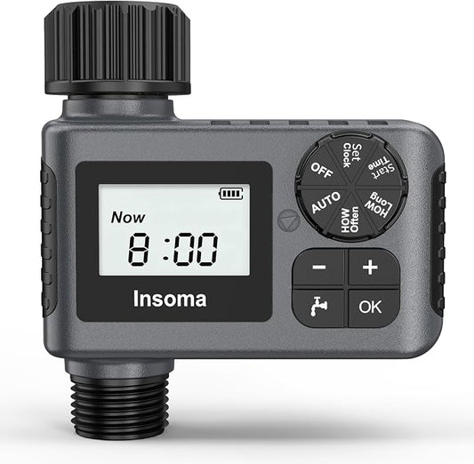 Outdoor Garden Hose Faucet Timers, Programmable Water Sprinkler Timer with Rain Delay/Manual/Automatic Drip Irrigation and Lawn Watering System for Yard, 1 Outlet