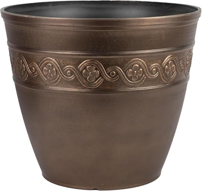 Classic Home & Garden by Growscape Corinthian Planter,10" Oil Rubbed Bronze | Classic Resin Plant Pots, Lightweight Indoor Outdoor Planter, Weather-Resistant, Great for Patio, Home & Garden Decor Accent