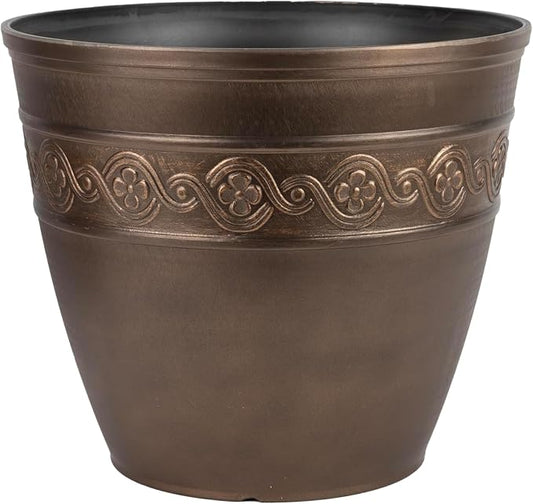 Classic Home & Garden by Growscape Corinthian Planter,10" Oil Rubbed Bronze | Classic Resin Plant Pots, Lightweight Indoor Outdoor Planter, Weather-Resistant, Great for Patio, Home & Garden Decor Accent