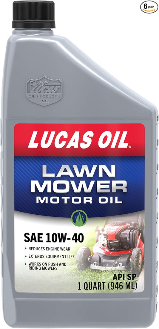 Lucas Oil 11314 SAE 10W-40 Lawn Mower Motor Oil - 1 Quart (Pack of 6)