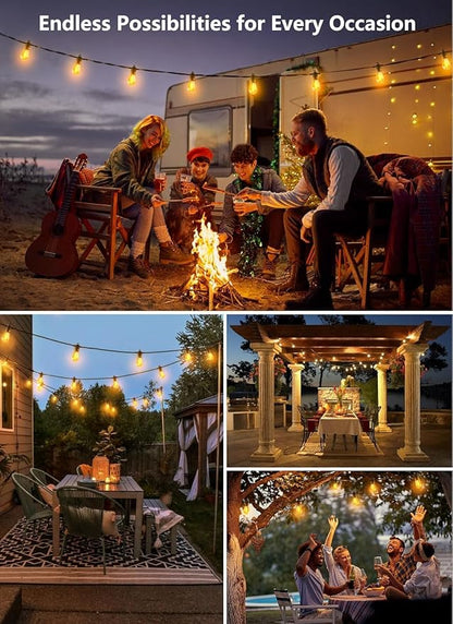 Brightown Outdoor String Lights, 50FT 15 Bulbs Shatterproof Patio Lights, IP65 Waterproof Dimmable Hanging Connectable LED Outdoor Lights for Backyard, Bistro, Porch, Deck, Balcony