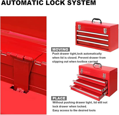 BIG RED TAMPK133-XB Torin Portable Tool/Garage Storage Box: Ergonomically Designed for Garage, Home, Office, Warehouse, Gym, School - Red