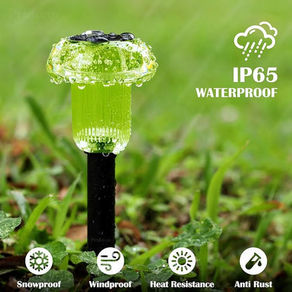 Priddop Solar Halloween Lights Outdoor Waterproof 8 Pack Green LED Mushroom | Yard Pathway Garden Decorative Patio Landscape Path Walkway Spike Pattern Acrylic Cap ABS Stake Outside Halloween Decor