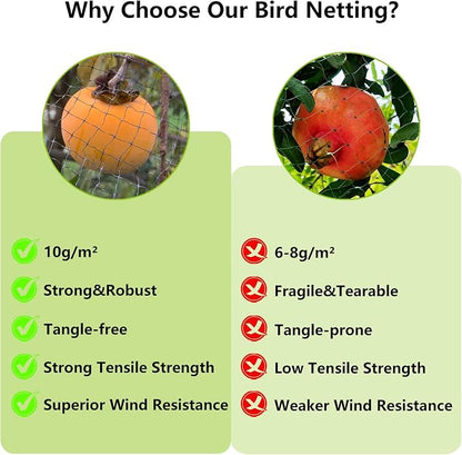 POYEE Bird Netting, 13x50FT Heavy Duty Garden Netting | for Fruit Trees Plants Strawberry Blueberry Bush Protection Anti Birds, Deers, Squirrels and Other Animals