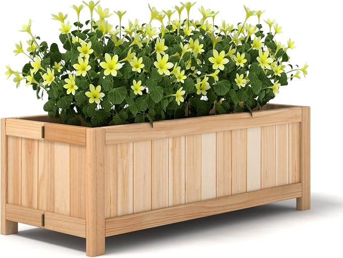 Giantex Raised Garden Bed Folding Flower Planter Vegetable Folding Planting Box for Patio Lawn Garden Backyard Elevated Outdoor Wood Planter Boxes, 27.5" Lx12 Wx10 H