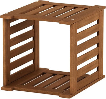 Furinno TIOMAN Planter Box, Hardwood Flower Box, Cube Garden Box, in Teak Oil, Outdoor Indoor, Garden, Patio, Balcony, Light Wood