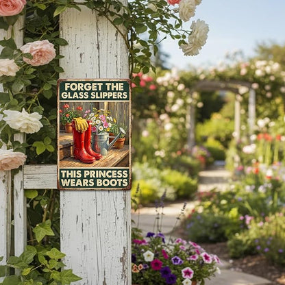 Garden Decor Sign This Princess Wears Boots Wall Art | Garden Enthusiasts • Porch Patio Display • Garden Theme • Rustic Farmhouse Style • UV Printed • 8x12 Inch