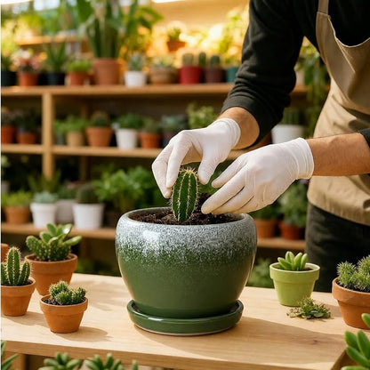Deep Dream 6 Inch Plant Pots- Ceramic Planter Pot with Drainage Hole and Saucer, Round Flower Pot for Indoor Outdoor Succulent, Snake Plants and Cactus, Blackish Green