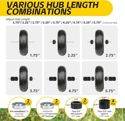 MaxxHaul 13" No Flat Solid Rubber Tire Maintenance Free 4.00-6 Replacement Wheel for Wheelbarrows and Garden Wagons Heavy Duty Steel Rim with 5/8 Inch Ball Bearing Puncture Proof (51079)