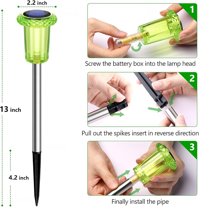 Halloween Solar Lights Outdoor 10 Pack Solar Pathway Lights Green Halloween Decorations Waterproof Yard Lighting for Outside Driveway Garden Walkway Path Landscape Lawn
