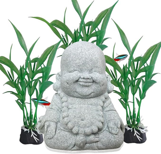 livelyfish Buddha Fish Tank Decor Asian Stone Buddha Figurines for Aquarium Zen Garden Fish Tank Statue Decorations Mini Stone Buddha Zen Garden Sculptures Decor,Gift, G