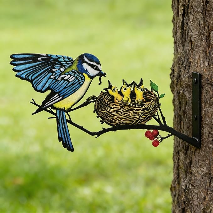Metal Fledgling Wall Art Decor,Outdoor Wall Decor for Garden Fence Porch, Weatherproof Fence & Garden Decorations, Metal Yard Art for Patio Wall