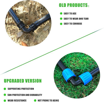 10 Pcs 1/2 Inch Drip Irrigation Elbow Fittings(1/2" ID x 0.640" OD),1/2 Inch Drip Line Lock Barbed 90 Degree Elbow Connectors for 1/2 Drip Irrigation Tubing Connection Parts for Garden Watering System