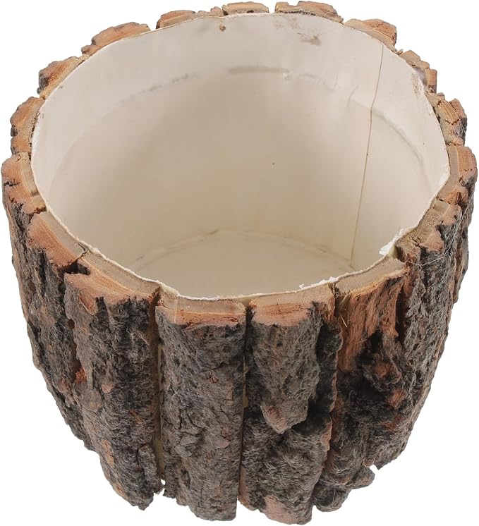Yardwe Wooden Centerpiece for Table, Natural Tree Stump Planter 6.68 x 5.31 in, Rustic Wood Vase for Dried Flowers, Faux Plants and Home Decor