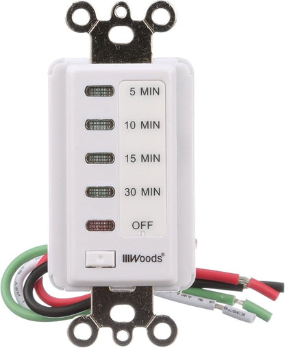 Southwire Woods in-Wall 30-Minute Decora Digital Countdown Timer - Automatic Wall Timer - Energy-Efficient Appliances Timekeeper - Easy-Install Digital Timer - Compact Design (Pack of 3)