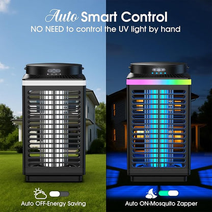 Bug Zapper Outdoor, 4-in-1 4200V Electric Mosquito Zapper, Rechargeable Bug Zapper Cordless Fly Zapper with 5000mAH Battery, Waterproof IP67, Wireless & Portable Insect Zapper for Patio Camping
