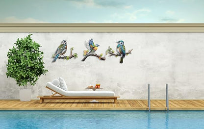 Meduofon 3 Pack Metal Bird Art Wall Decor, Hummingbird Decorations for Outdoor Wall Decor Outside House Patio Garden Fence Porch Deck Wall Sculpture Hanging for Indoor Outdoor (3 Pack Metal Bird)