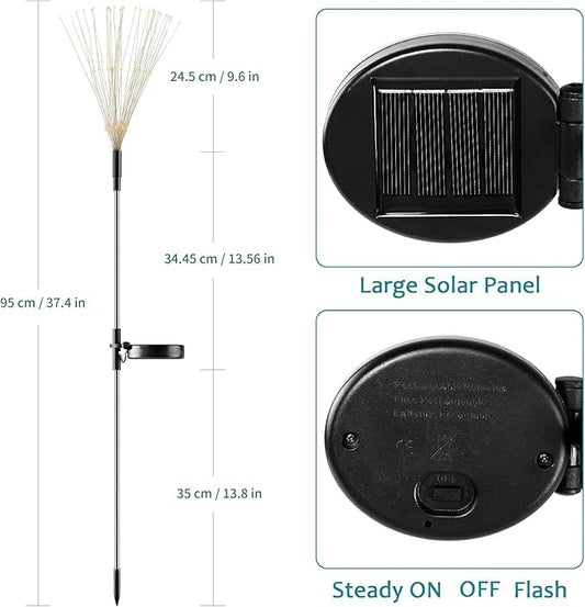 JJGoo Solar Firework Lights, 2 Pack 180 LEDs 2 Lighting Modes Solar Lights Outdoor Waterproof for Garden Patio Walkway Pathway Party Wedding Christmas Decorative - Warm White