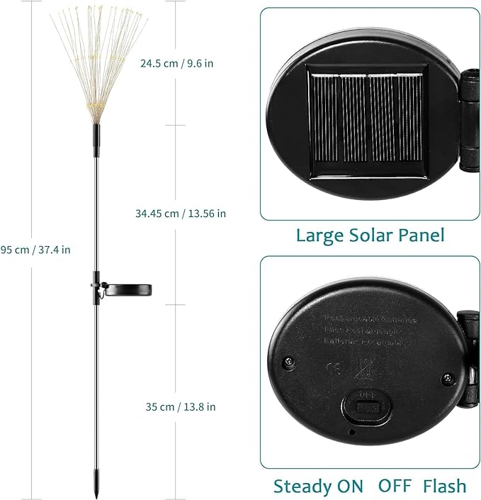 JJGoo Solar Firework Lights, 2 Pack 180 LEDs 2 Lighting Modes Solar Lights Outdoor Waterproof for Garden Patio Walkway Pathway Party Wedding Christmas Decorative - Purple
