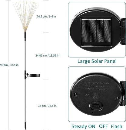 JJGoo Solar Firework Lights, 2 Pack 180 LEDs 2 Lighting Modes Solar Lights Outdoor Waterproof for Garden Patio Walkway Pathway Party Wedding Christmas Decorative - Purple