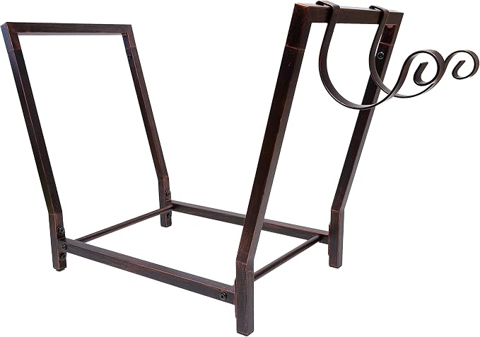 FireProof Pros Fireplace Wood Holder with Kindling Wood Organizer. 25.6in Rustic Copper