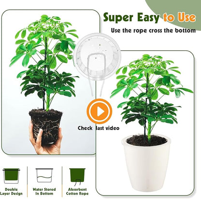 Self-Watering Pots for Indoor Plants, 16-Pack Self Watering Planter with Drainage Holes, Small African Violet Pots with Water Indicator, 10-Pack 5''/6-Pack 6.7'' Orchid Pot, White