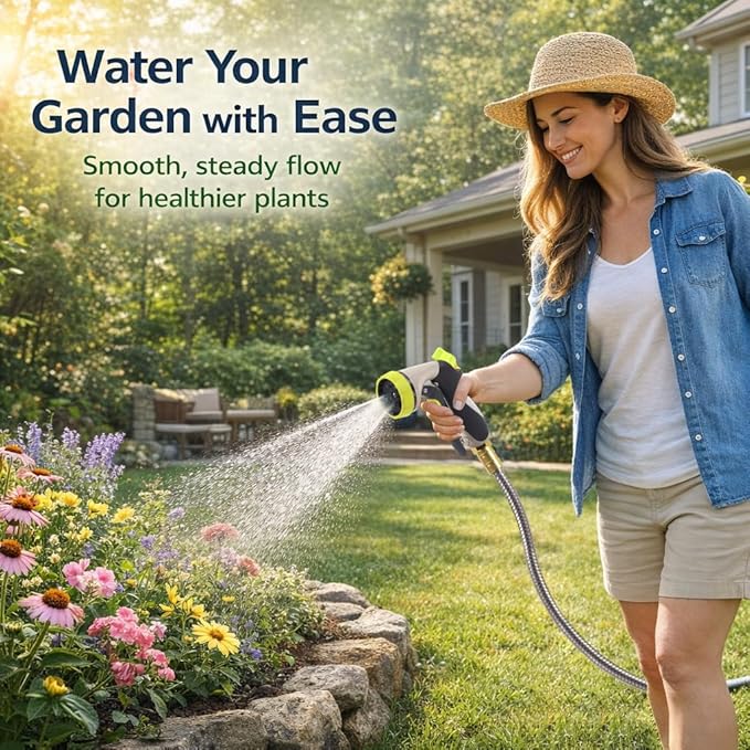 Short Metal Garden Hose 3 ft – 304 Stainless Steel Water Hose Leader, Flexible Hose Extension, Small Lightweight Hose Extender,No Kink Outdoor Hose (3 ft)