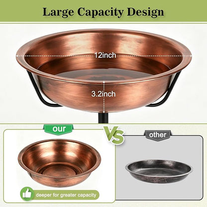 Gtongoko 3.2 Inch Deep Metal Bird Bath for Outside Heavy Duty, 35 Inch Height Bird Feeder Birdbaths for Outdoors, Garden Bird Bath Bowl with 5-prongs Base