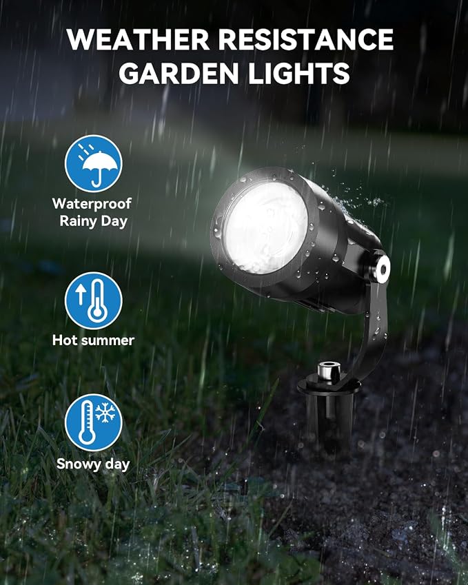 HIBOITEC All-in-One LED Landscape Lights, 5W Low Voltage Landscape Lighting Kit with Transformer, 65FT Wires and Connectors, Waterproof Outdoor Spot Lights for House Yard Trees Garden, 5000K, 8 Packs