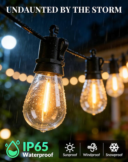 Outdoor String Lights LED Patio-Light - 150Ft Outside Waterproof Porch Lights with Shatterproof S14 Bulbs Outside Hanging Light Connectable Lighting for Gazebo Backyard Bistro Pergola