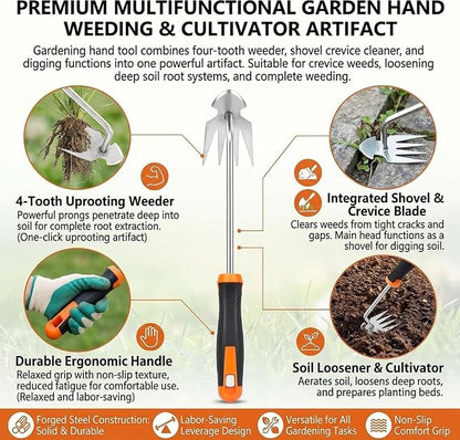 Weed Puller Tool Set - 2-Piece Hand Weeding Kit with Stainless Steel Weeder & Manganese Steel Cultivator, Precision and Power Combo for All Garden Weeds (2 PCS)