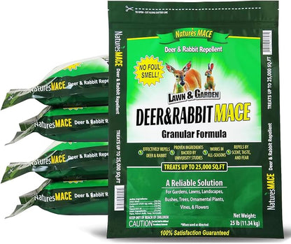 Nature's MACE Deer & Rabbit Repellent 125 lb/Covers 125,000 sq ft. / Repel Deer from Your Home & Garden/Safe to use Around Children, Plants & Produce/Protect Your Garden Instantly