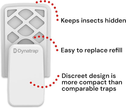 Dynatrap DT3007W Indoor Plug-in Flying Insect Trap for Flies, Fruit Flies, Moths, Gnats, and Other Flying Insects - 1 White Device + 2 Glue Cards