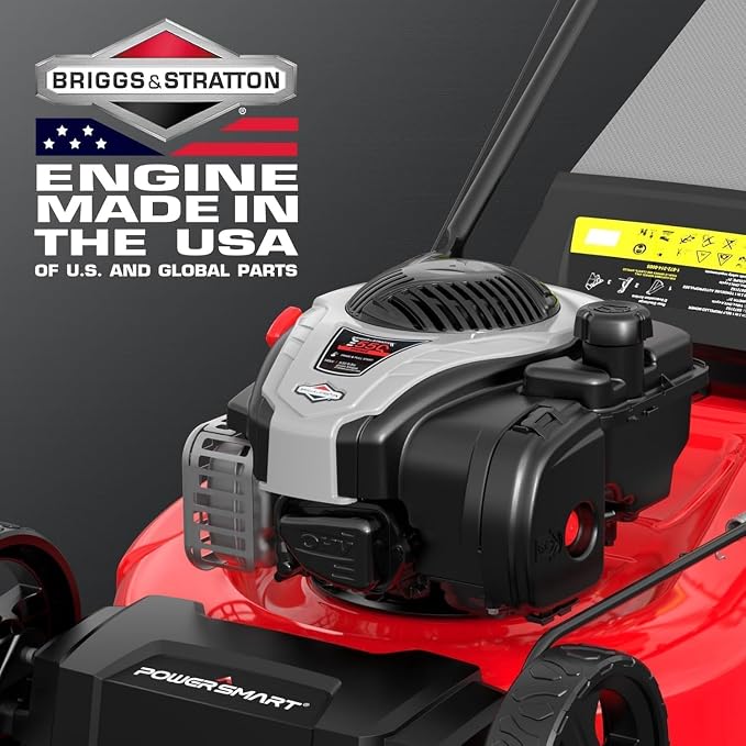 PowerSmart 21" 3-in-1 Gas Push Lawn Mower with 140cc Briggs&Stratton 4-Stroke Engine - Wide Cutting Deck, 6 Height Adjustments, Mulching Capability