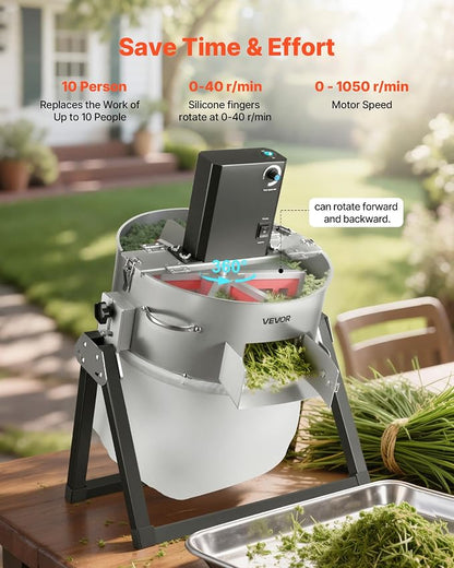 VEVOR Electric Bud Leaf Trimmer, 2-in-1 Manual & Electric, 16 in Bud Trimmer with Sharp Stainless Steel Blades, Bracket Type Wet Dry Hydroponic Cutting Machine with Dry Grate, for Plant Buds Flowers
