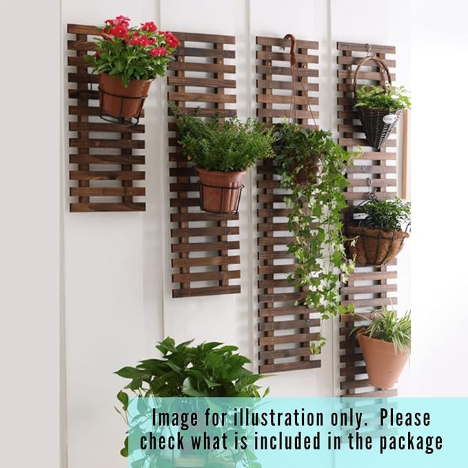 ShopLaLa Wooden Wall Planter (120cm, 2 Pack) Wooden Hanging Flower Plants | Large Outdoor Plants, Live Vertical Garden, Plant Wall Mount Flower Pot Holder Hanger Stand Green Herb Wall Decor