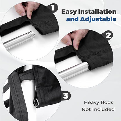 17' x 6.8' Waterproof Pergola Canopy Replacement Cover, Black | Waterproof polyester canopy with built-in drainage holes and adjustable tie straps for a secure fit in rain and wind.