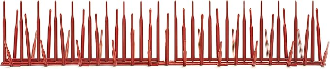 Bird B Gone - Brick Red Plastic Anti Bird Spikes (100') - Humane Deterrent - Stops Pigeons & Birds from Roosting - UV-Stabilized Polycarbonate - for Rooftops, Ledges, Fences, Etc - Made in USA