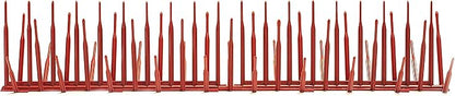 Bird B Gone - Brick Red Plastic Anti Bird Spikes (24') - Humane Deterrent - Stops Pigeons & Birds from Roosting - UV-Stabilized Polycarbonate - for Rooftops, Ledges, Fences, Etc - Made in USA