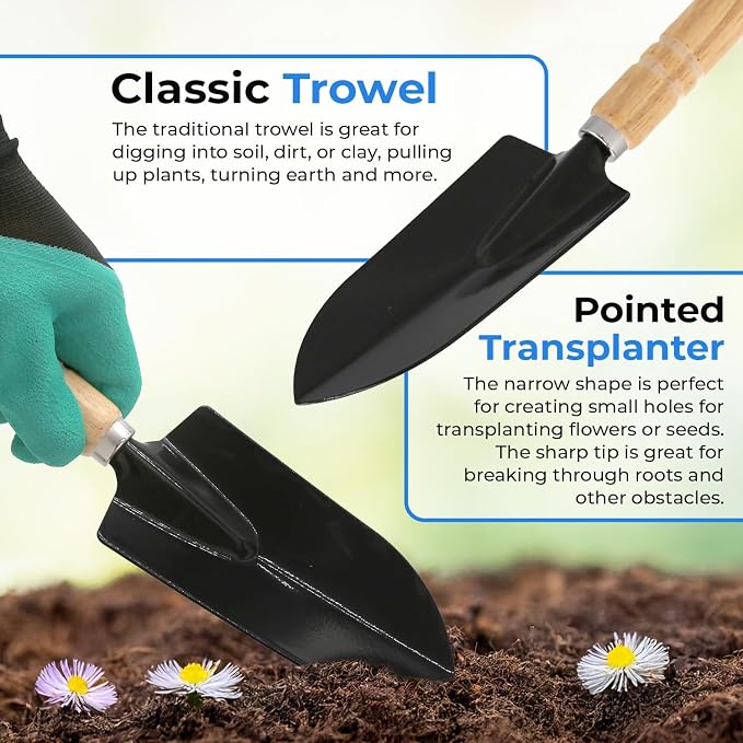 Scuddles All-in-One Garden Tool Kit with Tote Bag and Claw Garden Gloves | Stainless steel hand tools, claw gloves and reinforced tote for planting, pruning, digging and garden maintenance
