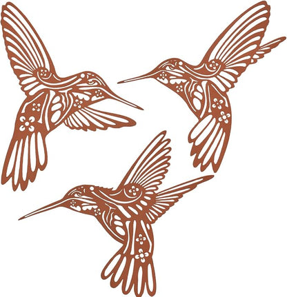 QZGXDECO Rust Metal Hummingbird Outdoor Wall Art Decor 9.5-Inch Rustic Garden-Style Indoor/Outdoor Decorative Iron Bird Wall Sculpture for Fence Patio Yard Bedroom Bathroom Farmhouse