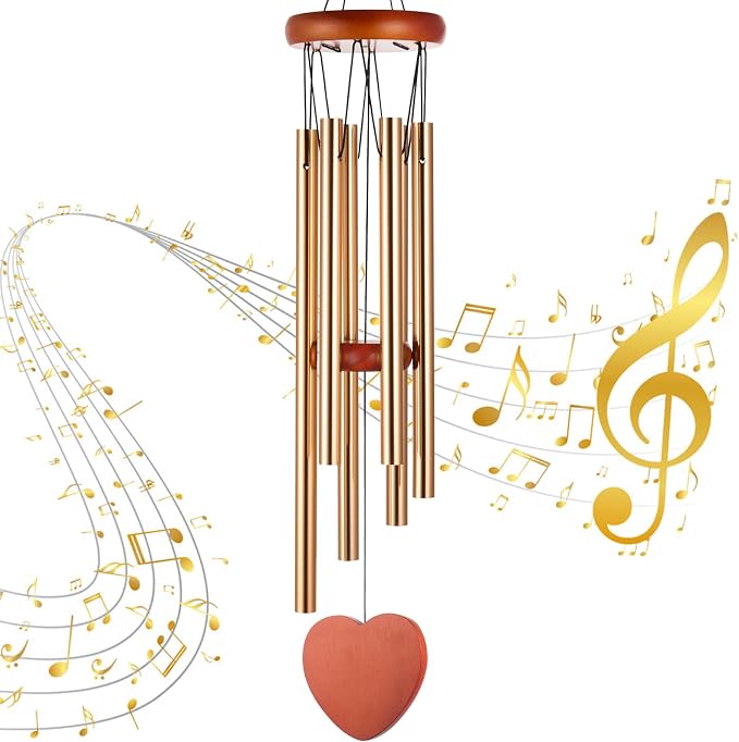 Wind Chimes for Outside – 25.5" Aluminum Windchimes Outdoors for Garden, Patio Decor, Memorial Gifts for Mom, Sympathy Gift for Loss of Loved One, Sister Gifts for Birthdays, Mother's Day(Gold)