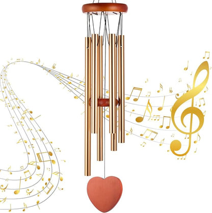 Wind Chimes for Outside – 25.5" Aluminum Windchimes Outdoors for Garden, Patio Decor, Memorial Gifts for Mom, Sympathy Gift for Loss of Loved One, Sister Gifts for Birthdays, Mother's Day(Gold)