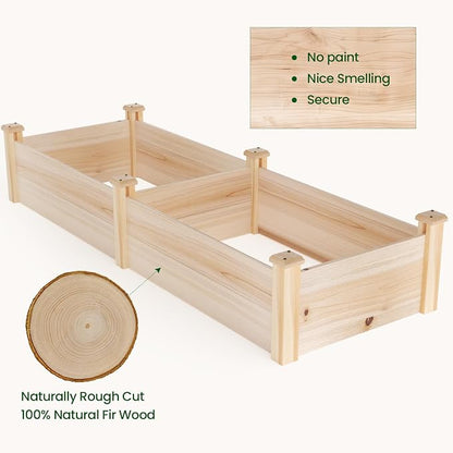 MIXC 8×2ft Wooden Horticulture Raised Garden Bed Outdoor Divisible Elevated Planting Planter Box for Vegetables, Herbs, Strawberry, Flowers in Backyard and Patio, Natural Wood