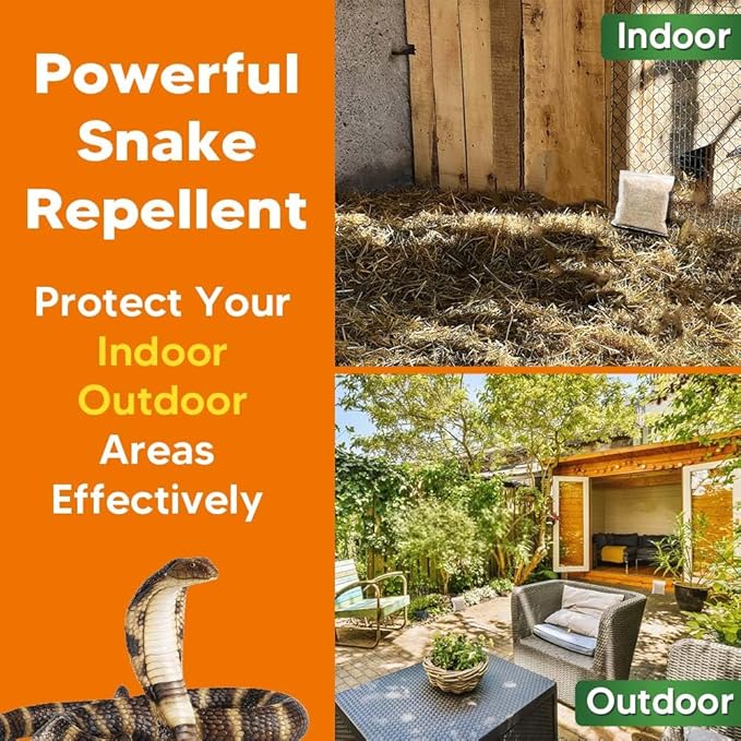 LEBMP Snake Repellent for Yard, Snake Away Repellent for Outdoors, Pet Safe Snakes Repellant, Garden Snake Deterrent, Keep Snakes Out of Backyard, Garage, House-12 Pouches